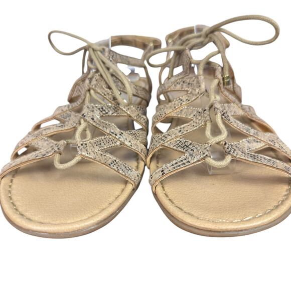 Naturalizer N5 Comfort Whimsy Golden Snakeskin Gladiator Sandals Shoes Flats 11 - Picture 7 of 16